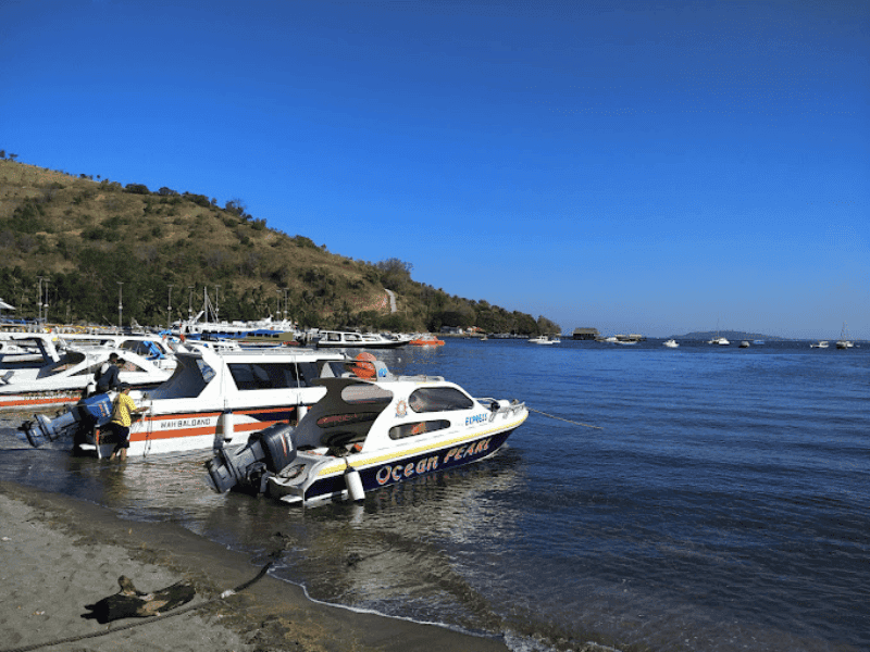 Private speed boat fleet at Lombok harbor - Ready for Gili Islands transfers